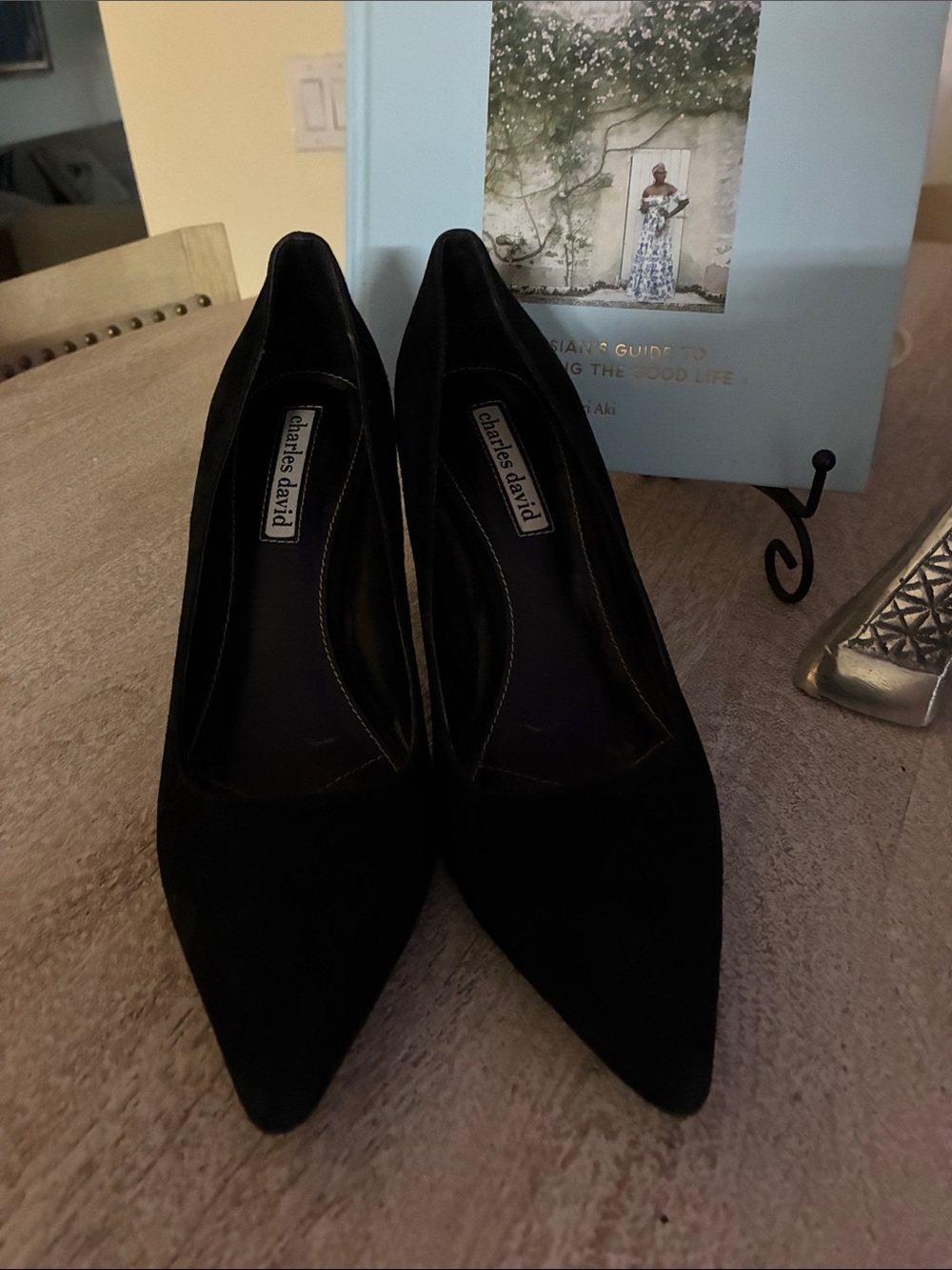 Charles David Black Pointed Toe Suede Pumps
